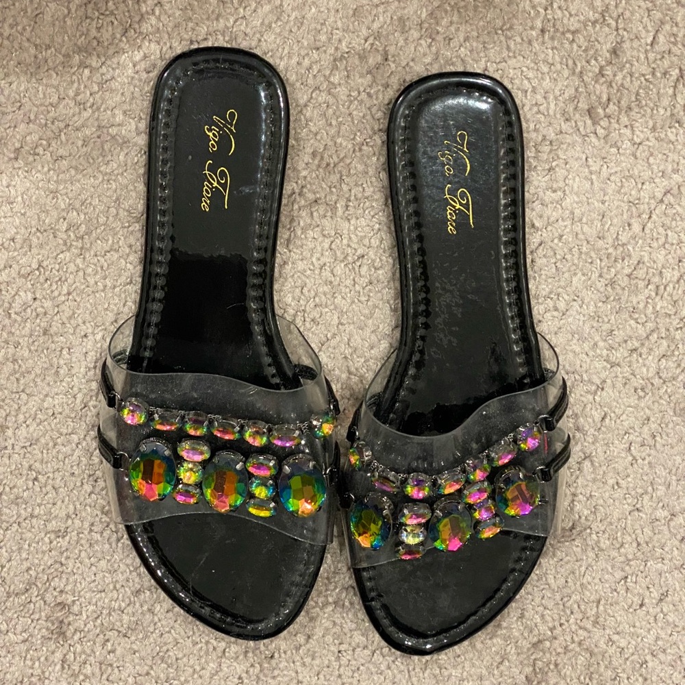 Never worn! Black studded flats!